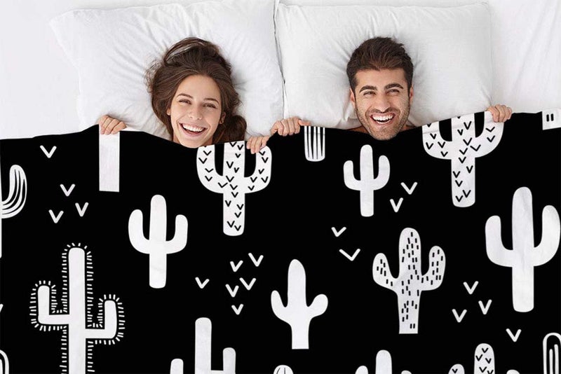 Mugod Western Cactus Throw Blanket Black and White Seamless Repeat Fun Western Cactus Decorative Soft Warm Cozy Flannel Plush Throws Blankets for Baby Toddler Dog Cat 30 X 40 Inch - Image 2